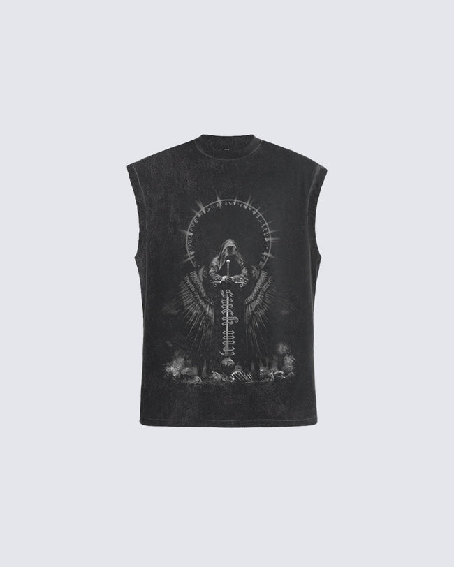 Vintage Faded Printed Tank Top Hover Image