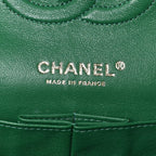 Metallic Caviar Quilted Medium Double Flap Green