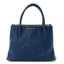 Goatskin Madras Top Handle Double Zip Tote Blue