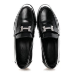 Glazed Calfskin Womens Faubourg Loafers 37 Black