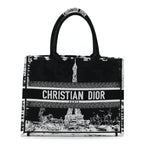 Canvas Embroidered Medium Paris Book Tote Black White