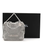 Crystal Embellished Metallic Lambskin Mini Chanel 22 Silver
