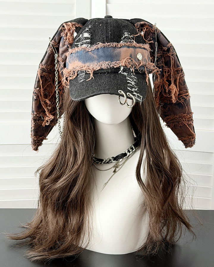 Distressed Chain Patchwork Baseball Cap