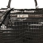 Shiny Porosus Crocodile Kelly Sellier 35 Graphite