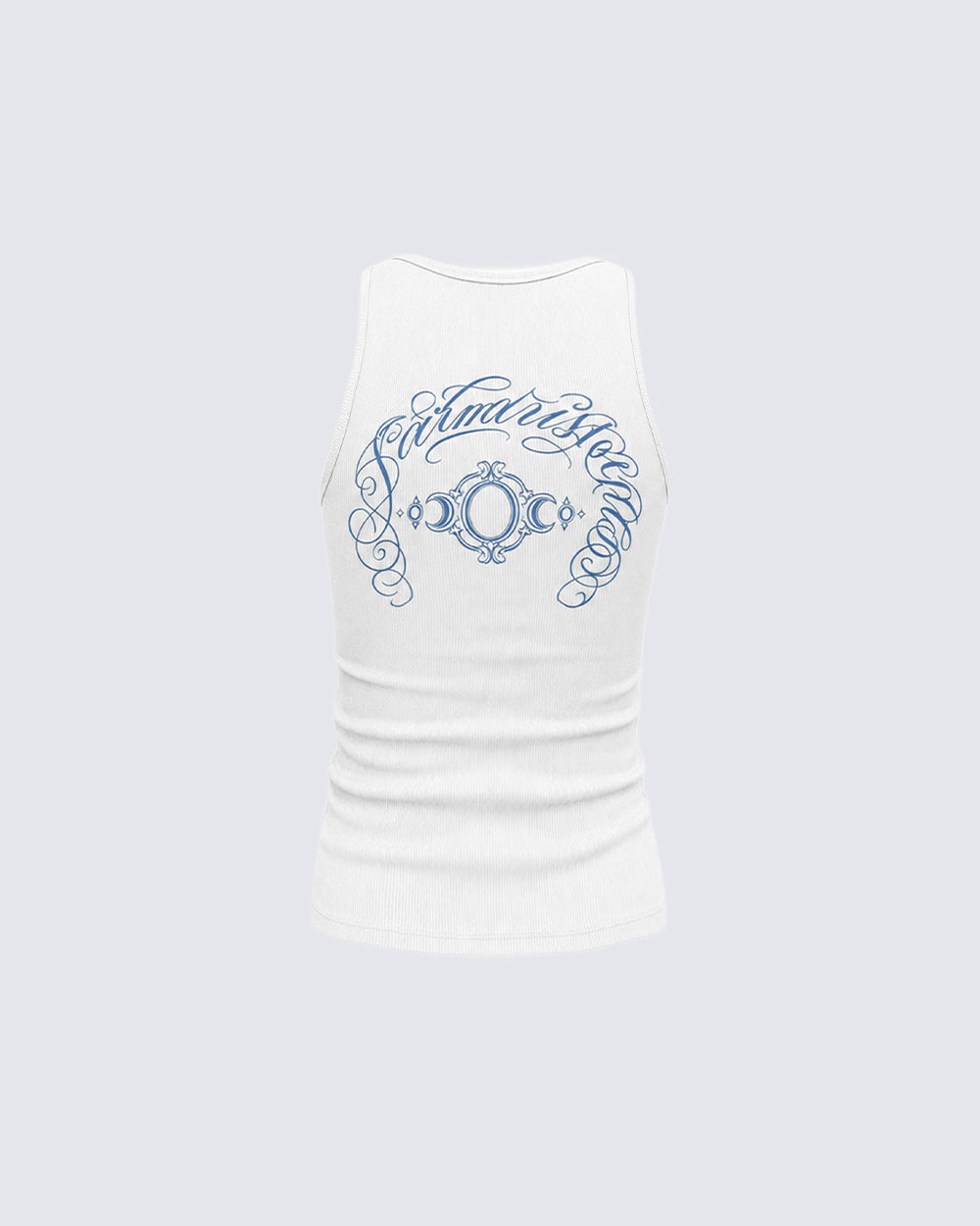 New Gothic Cross Embroidered Slim Ribbed Tank Top