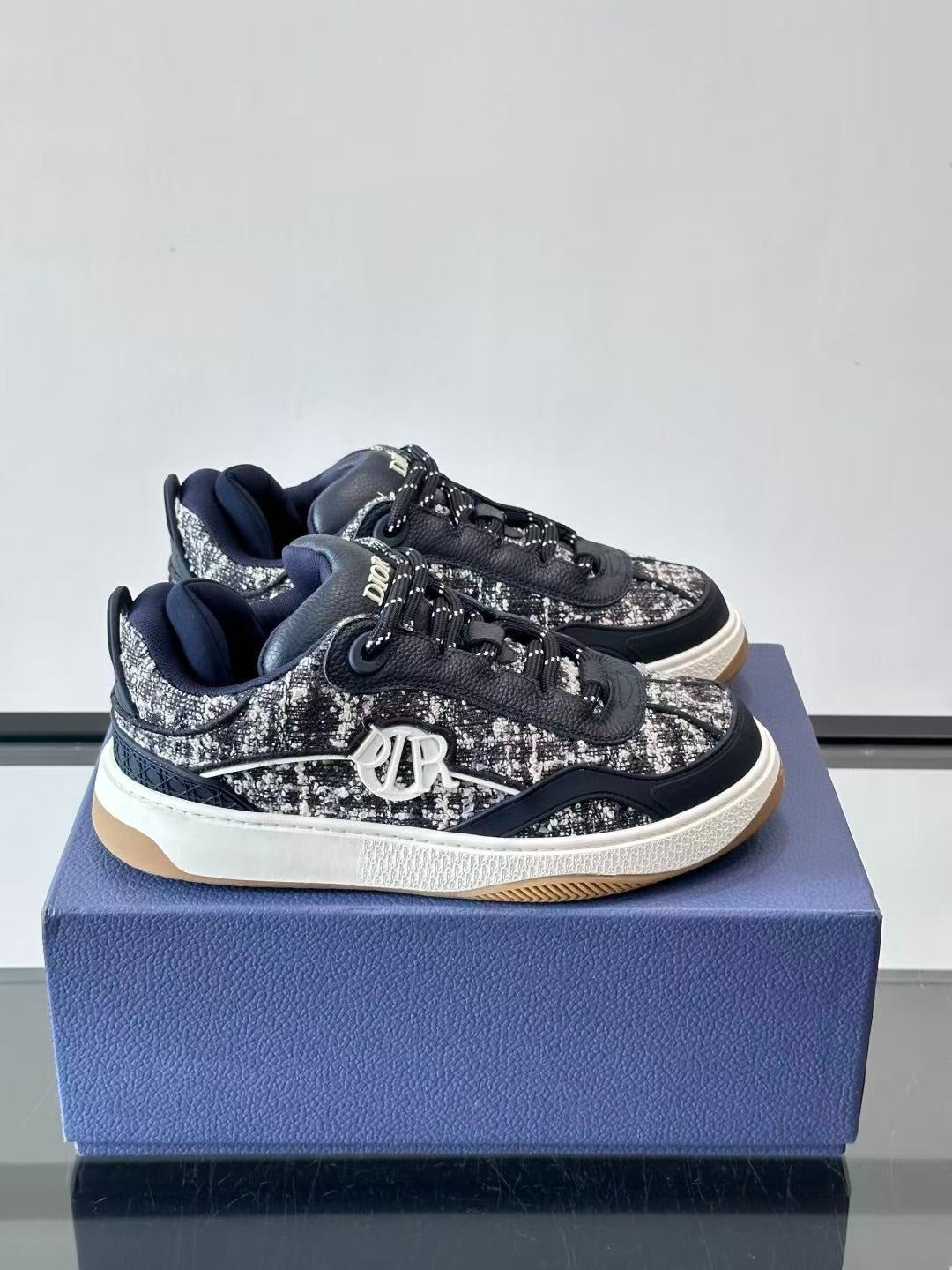 Dior B9S Skater Sneakers 'Dark Navy Tweed'