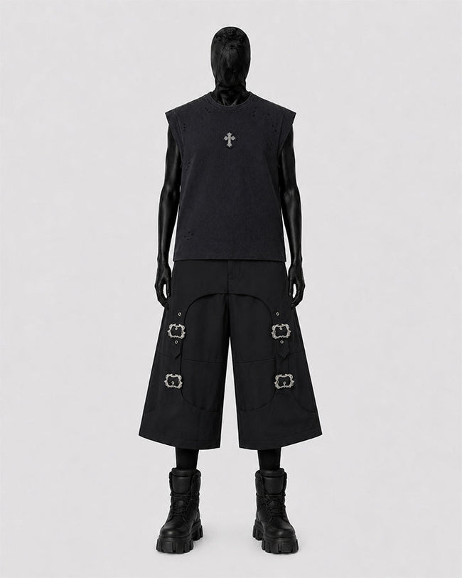 Dark Gothic Cross Sleeveless Streetwear Vest Main Image