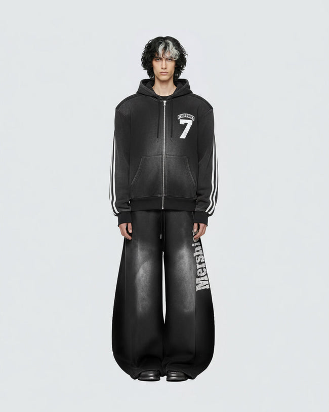 Vintage Loose Fit Washed Distressed Zip-Up Hoodie Main Image