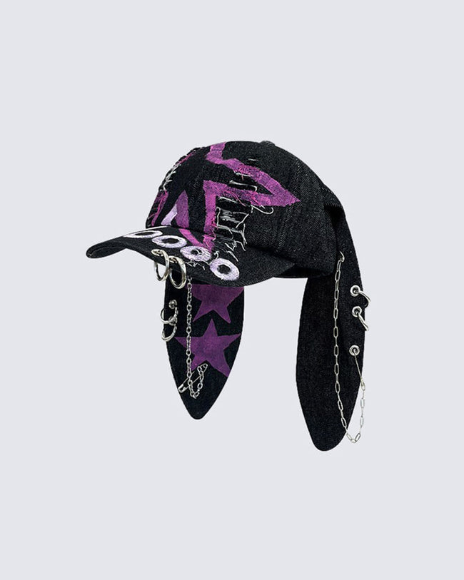 Wasteland Bunny Ear Distressed Denim Baseball Cap Hover Image