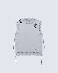 Distressed Trim Hollow Out Knit Tank Top