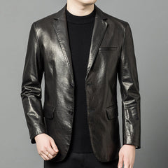 High-end Oil-Waxed Sheepskin Fashionable Casual Blazer
