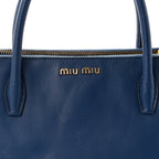 Goatskin Madras Top Handle Double Zip Tote Blue