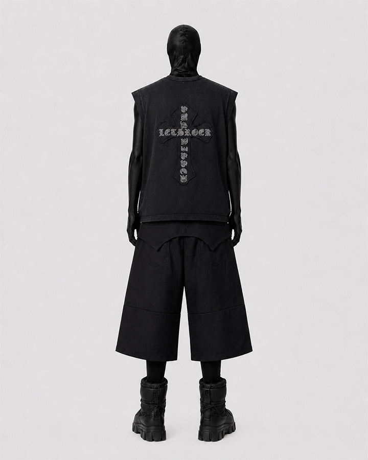 Dark Gothic Cross Sleeveless Streetwear Vest