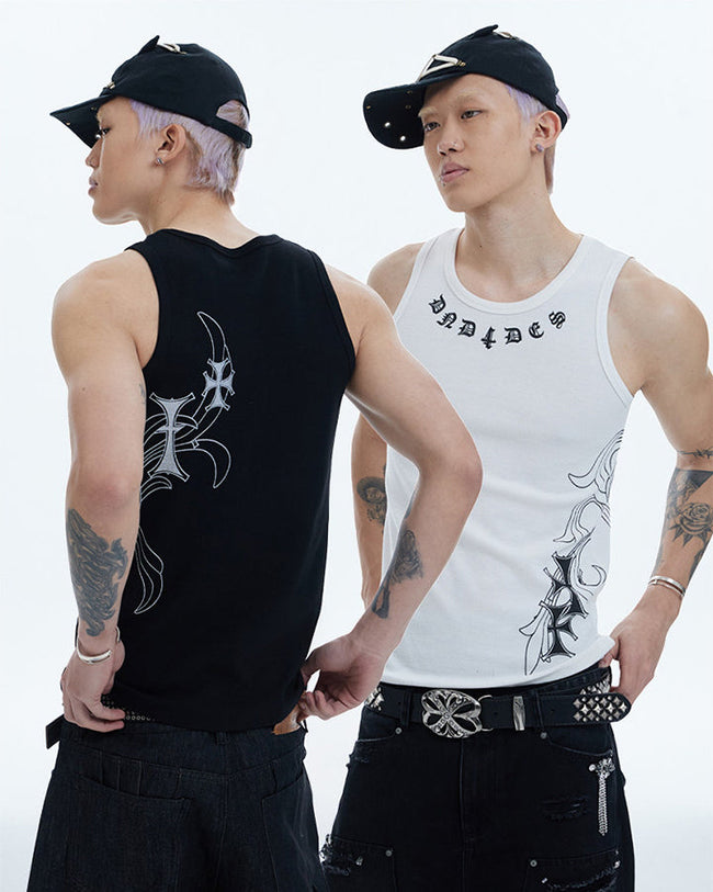 American Street Hip-Hop Slim Cross Tank Top New Main Image