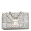 Metallic Patent Micro-Cannage Baby Diorama Flap Bag Silver