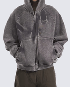 Vintage Washed Oversized Zip-Up Hoodie