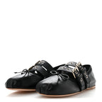 Nappa Vitello Nevada Double Buckle Ballerina Flats 36 Black