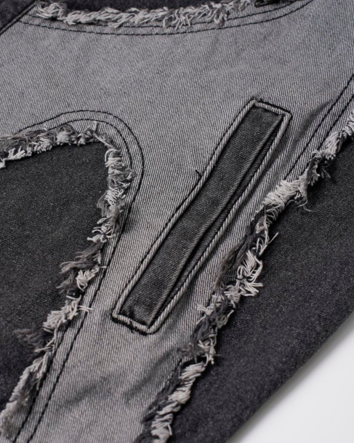 Distressed Patchwork Denim Vest