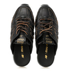 X NEW BALANCE Bleached Calfskin 530 SL Slip-On Sneakers Mules 36.5 Black