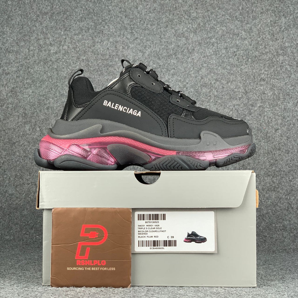 Balenciaga Wmns Triple S 'Clear Sole - Black Pink Neon'