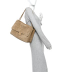 Suede Calfskin Souplissimo Maxi Flap Dark Beige