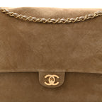 Suede Calfskin Souplissimo Maxi Flap Dark Beige