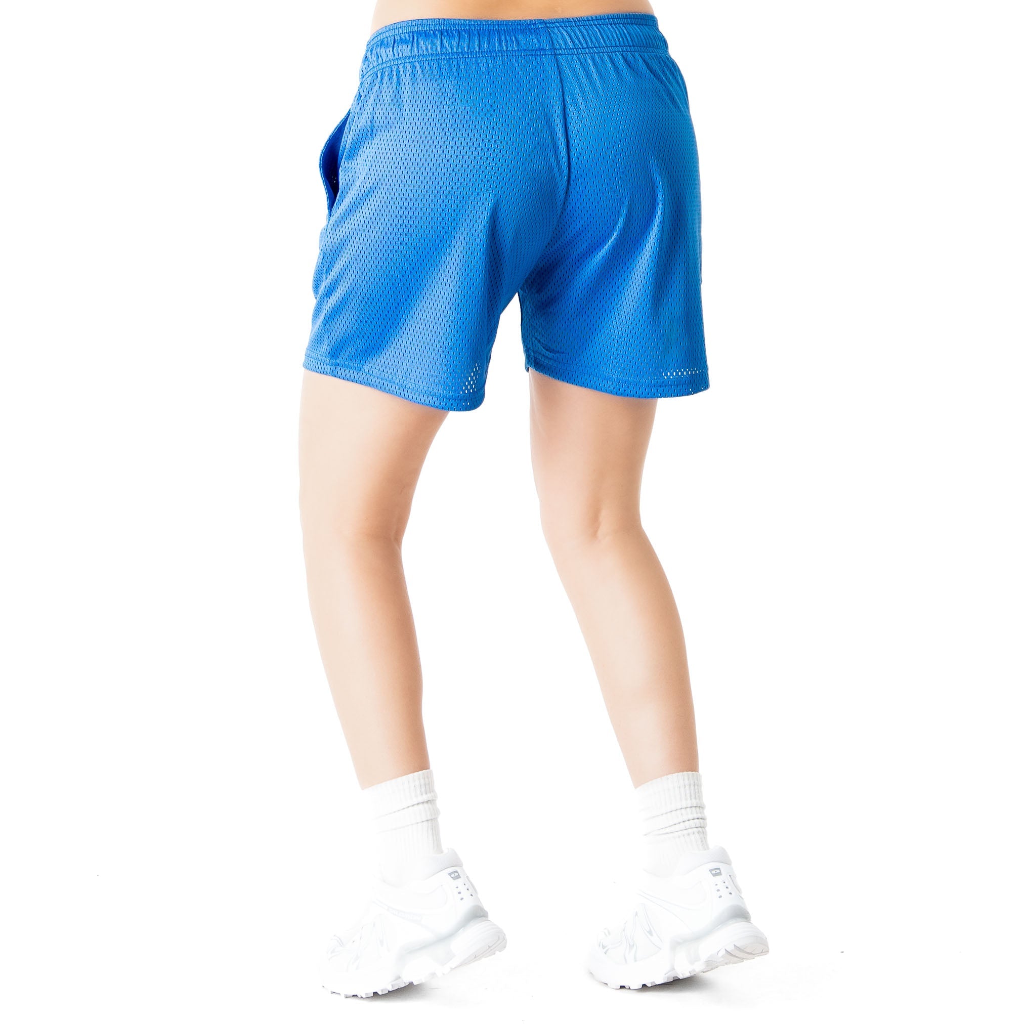 VENTED MESH SHORTS SCRIPT - BLUE / GOLD