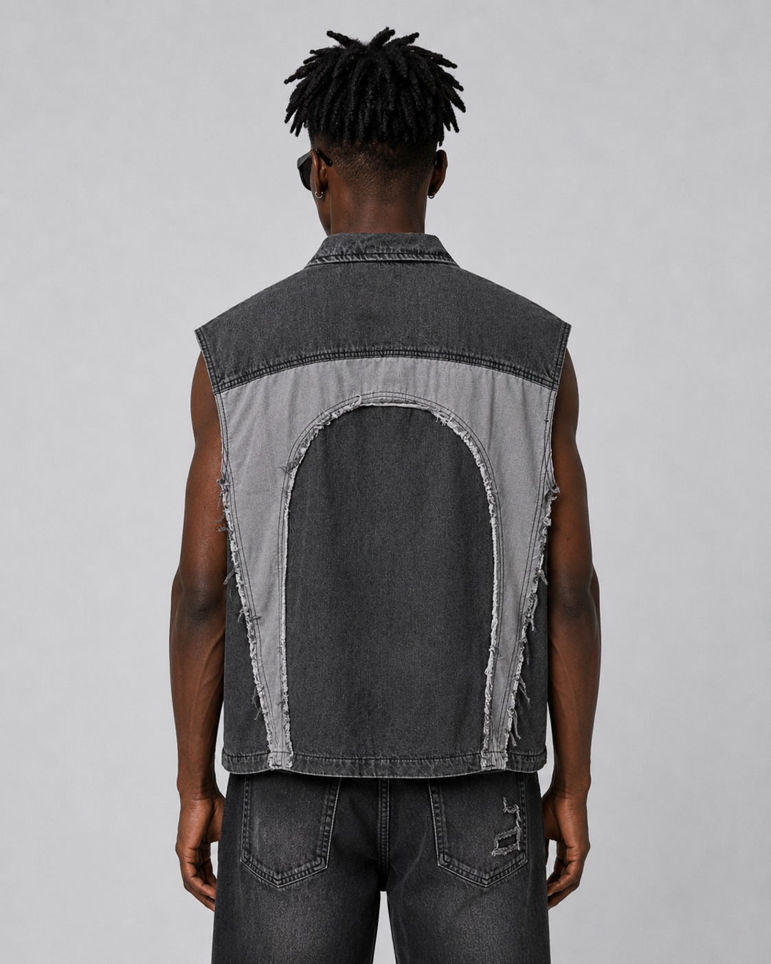 Distressed Patchwork Denim Vest