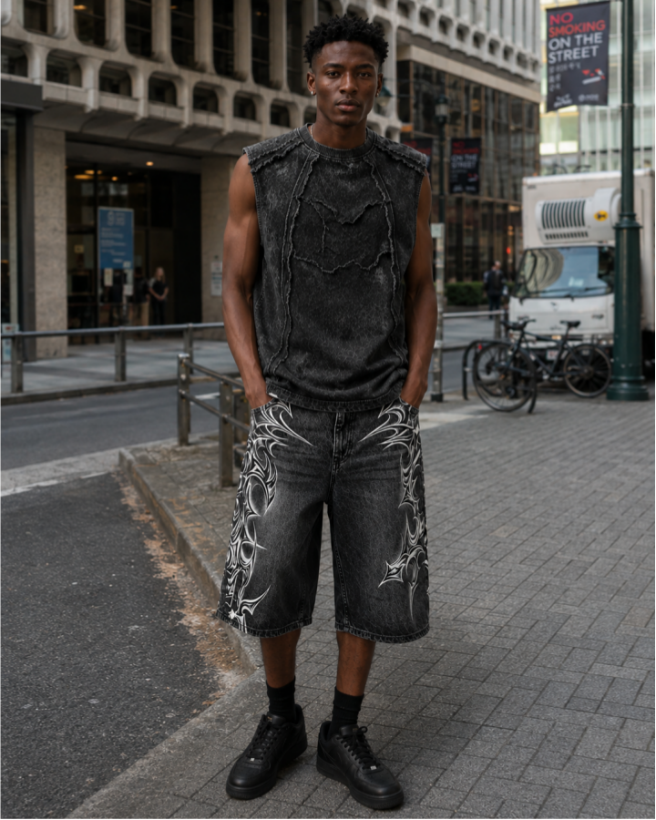 KIIKIO American Retro Design Frayed Sleeveless Vest