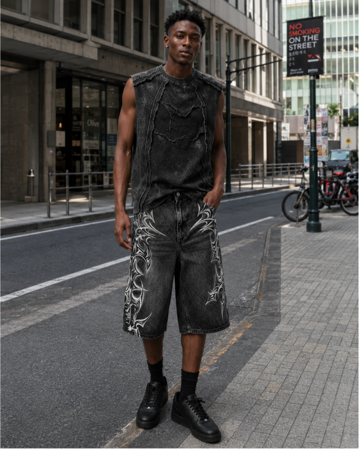 KIIKIO American Retro Design Frayed Sleeveless Vest