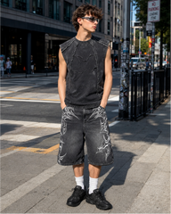 KIIKIO American Retro Design Frayed Sleeveless Vest