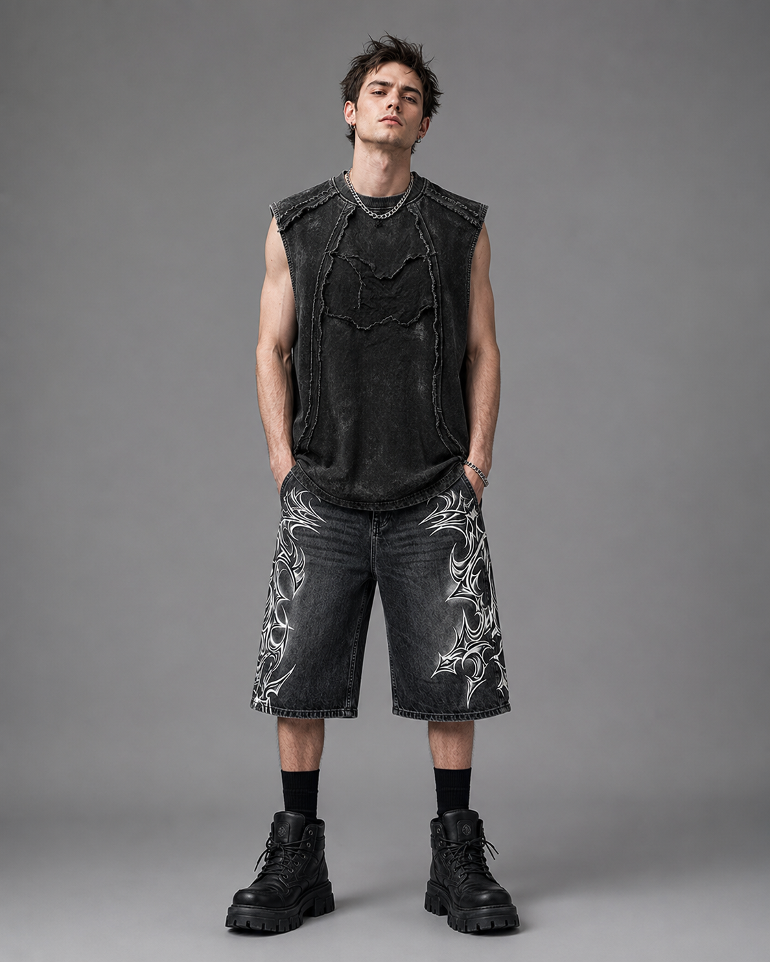 KIIKIO American Retro Design Frayed Sleeveless Vest