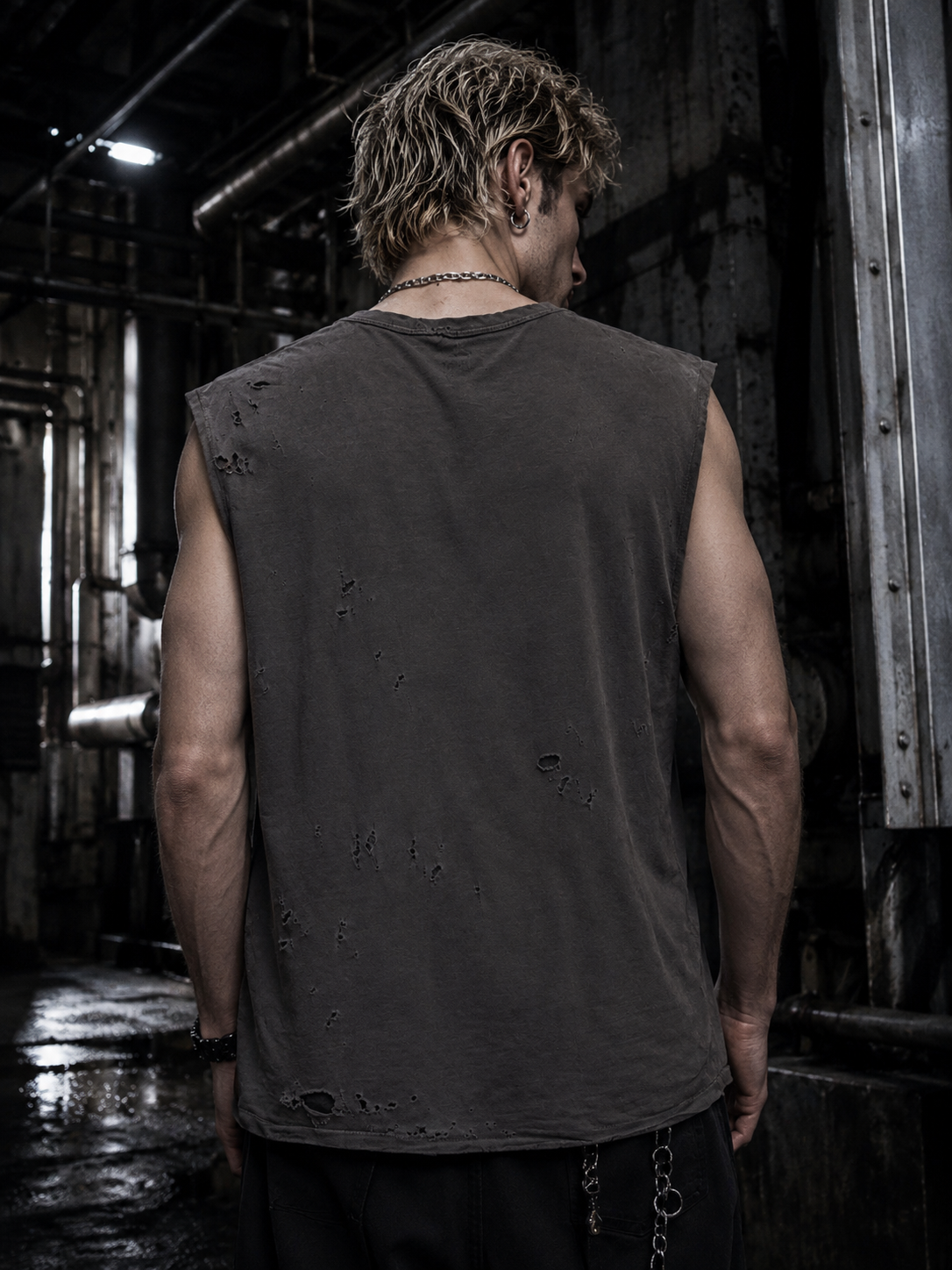 Distressed Skeletal Graphic Tank Top