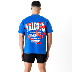 RELAXED FIT LUX CONQUER INNER DEMONS T-SHIRT - BLUE / RED