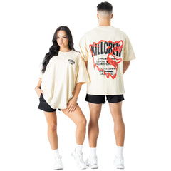 RELAXED FIT LUX CONQUER INNER DEMONS T-SHIRT - CREAM / RED