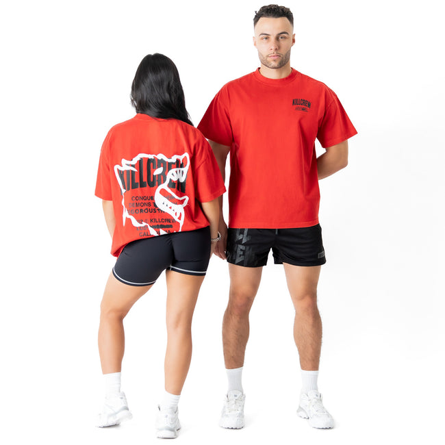 RELAXED FIT LUX CONQUER INNER DEMONS T-SHIRT - RED / WHITE Main Image