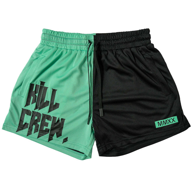 MUAY THAI SHORTS (MID THIGH CUT) 2 TONE - MINT / BLACK Hover Image