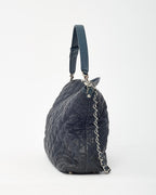 Chanel Navy Quilted Caviar Leather French Riviera 2Way Hobo Shoulder Bag