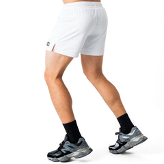 MUAY THAI FLAME SHORTS (MID THIGH CUT) - WHITE / BLACK