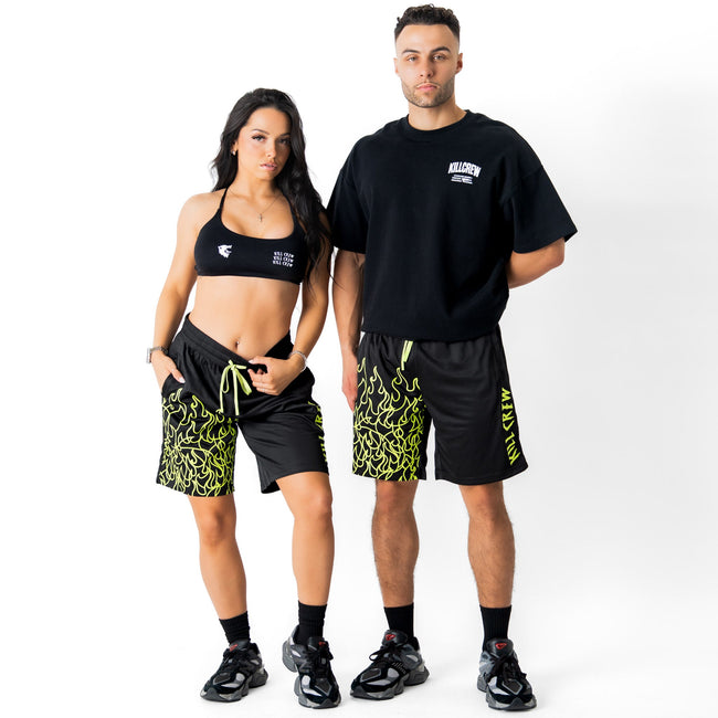 RELAXED CUT SHORTS FLAME - BLACK / GREEN Main Image