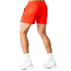 MUAY THAI FLAME SHORTS (MID THIGH CUT) - RED / WHITE