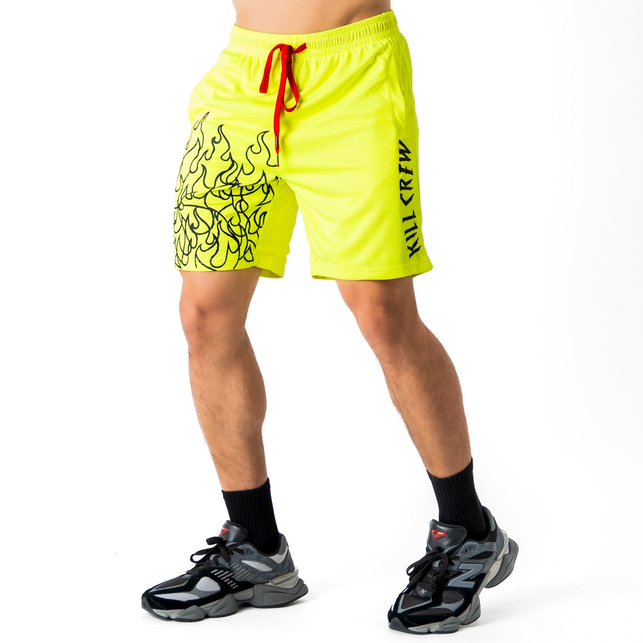 RELAXED CUT SHORTS FLAME - NEON YELLOW / BLACK