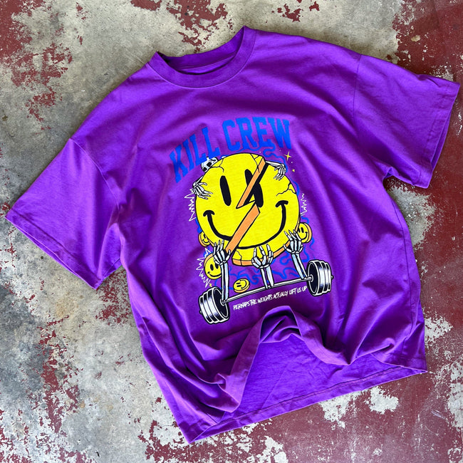 OVERSIZED "WEIGHTS LIFT US UP" T-SHIRT - PURPLE Main Image