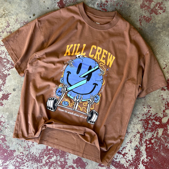 OVERSIZED "WEIGHTS LIFT US UP" T-SHIRT - BROWN Main Image