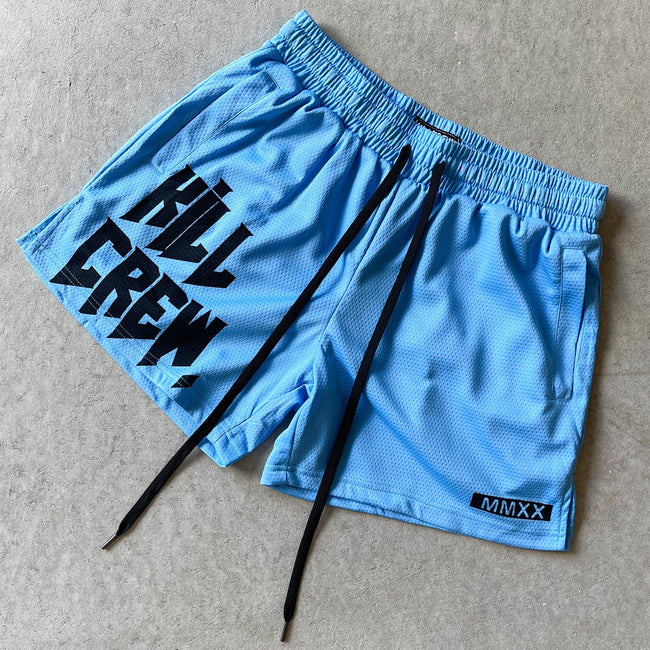 MUAY THAI SHORTS (MID THIGH CUT) - BLUE Main Image