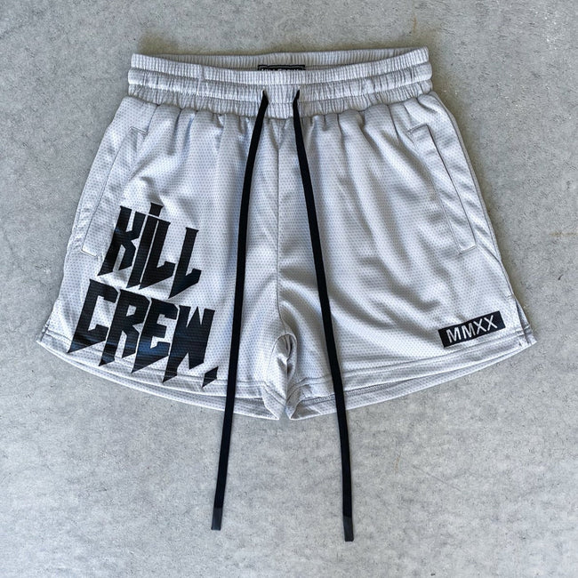 MUAY THAI SHORTS (MID THIGH CUT) - SILVER Main Image