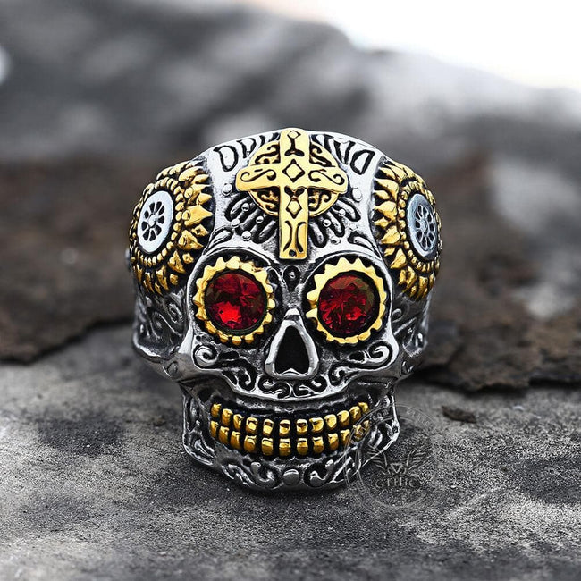 Kapala Stainless Steel Sugar Skull Ring Hover Image