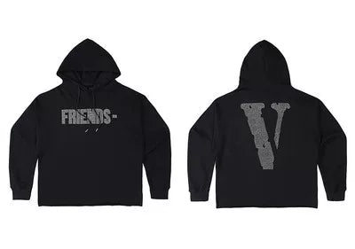 Vlone "FRIENDS-" Graphic Hoodie - Black/Grey Hover Image
