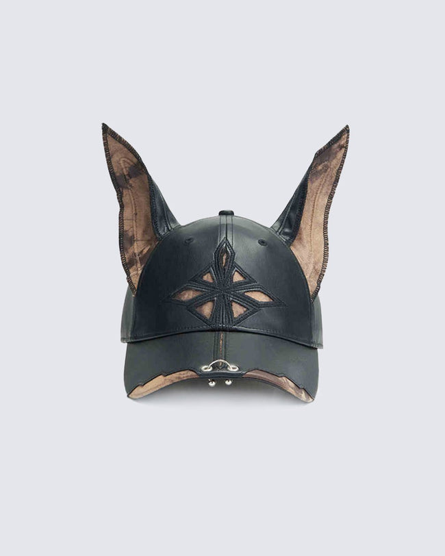 Doberman Ear Leather Cap Hover Image