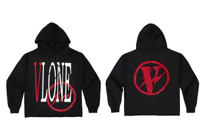 Vlone Circle Lightning Graphic Hoodie - Black/Red Hover Image
